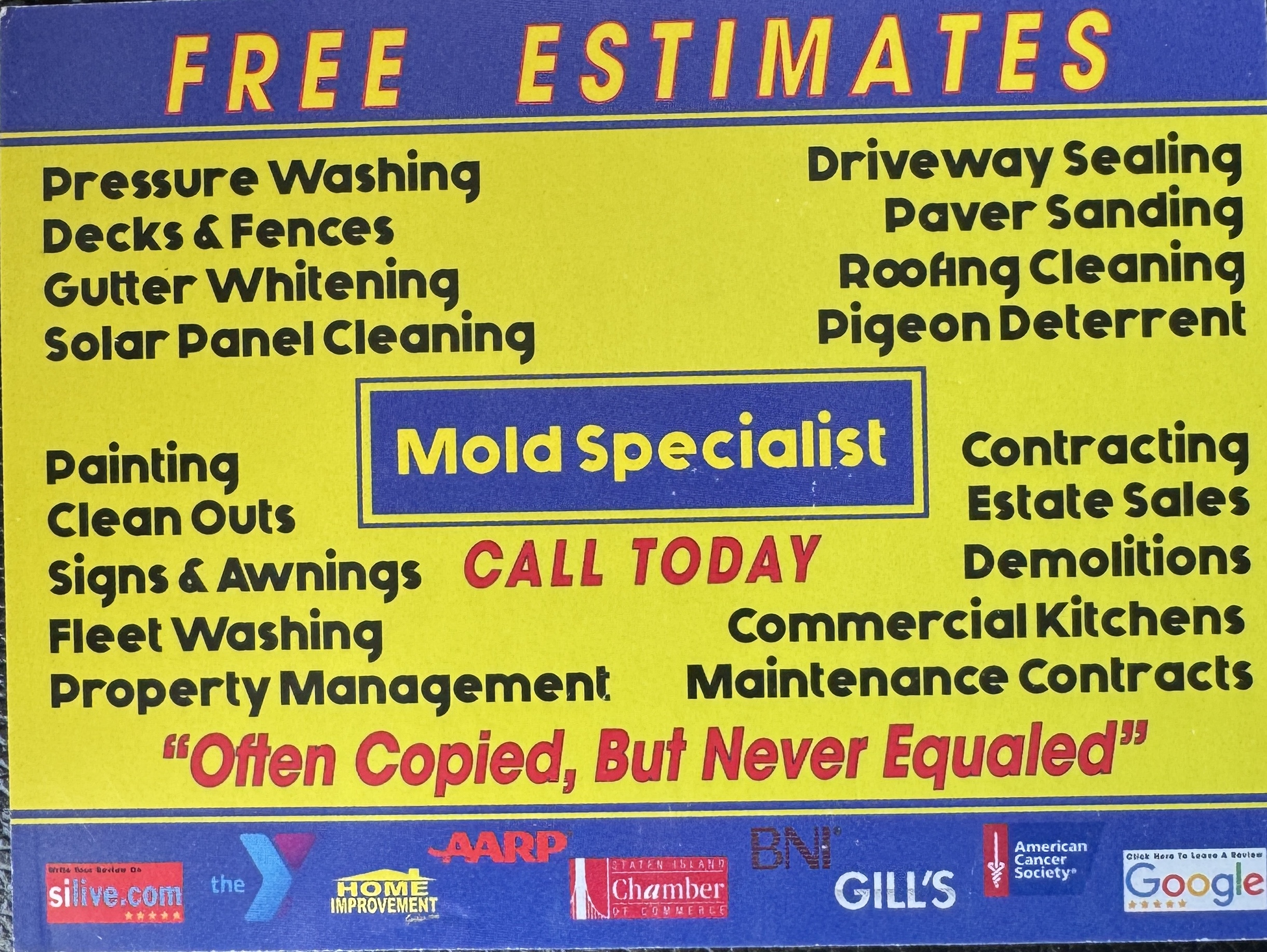 Colonel Clean original business card — back